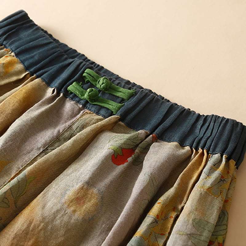 Buddha Stones Retro Casual Chinese Frog-Button Design Women's Harem Pants With Pockets - image 1