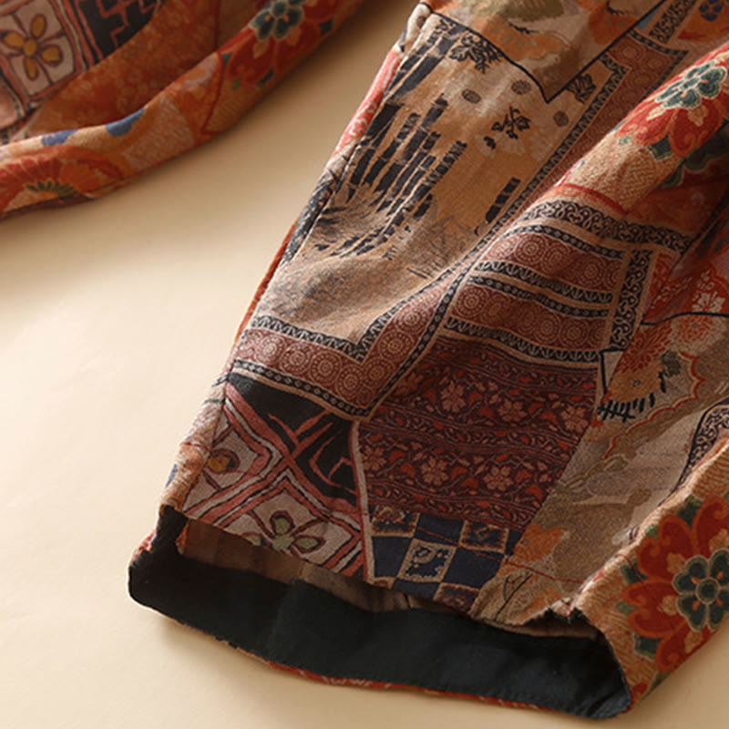 Buddha Stones Retro Casual Chinese Frog-Button Design Women's Harem Pants With Pockets - image 19