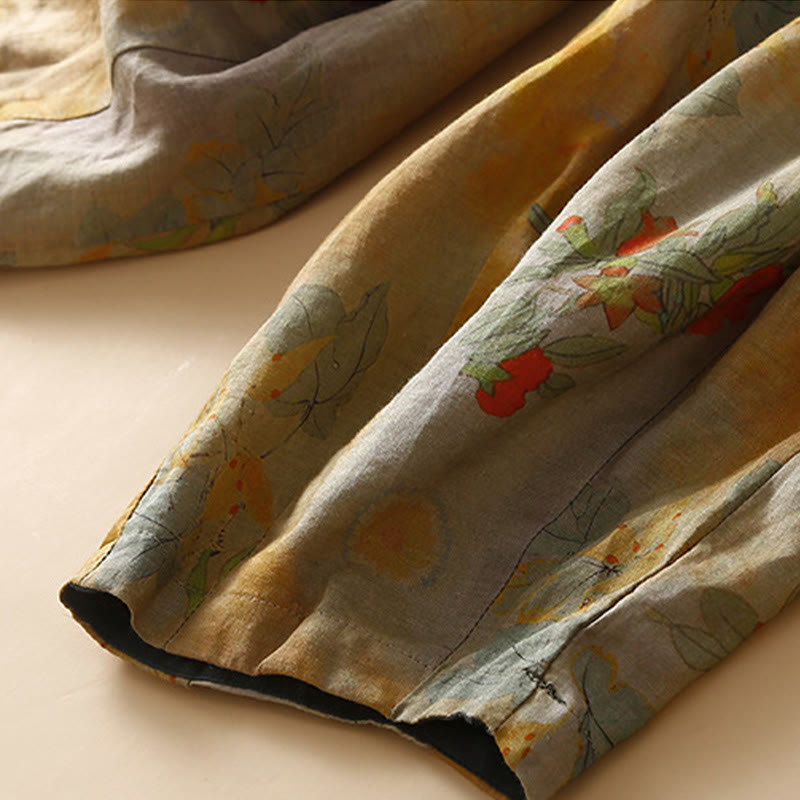 Buddha Stones Retro Casual Chinese Frog-Button Design Women's Harem Pants With Pockets - image 5