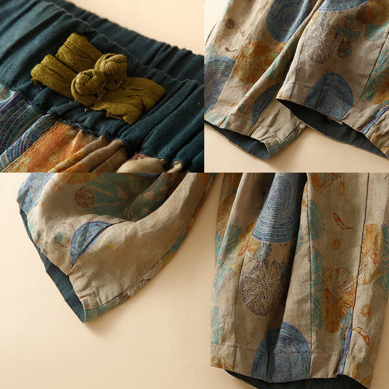 Buddha Stones Retro Casual Chinese Frog-Button Design Women's Harem Pants With Pockets - image 13