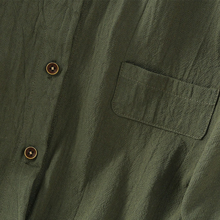 Buddha Stones Casual Plain Buttons Half Sleeve Women's Cotton Linen Shirt With Pocket - image 5