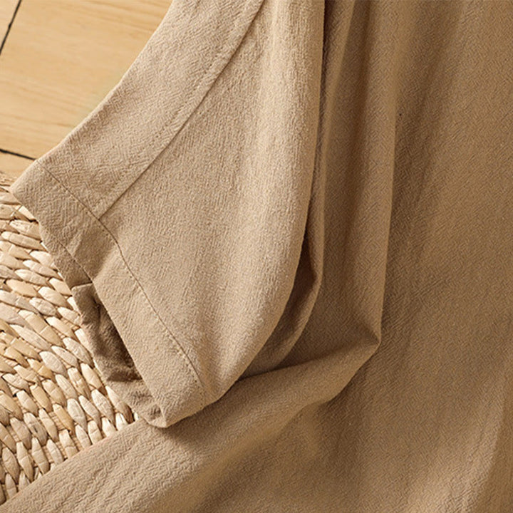 Buddha Stones Casual Plain Buttons Half Sleeve Women's Cotton Linen Shirt With Pocket - image 31