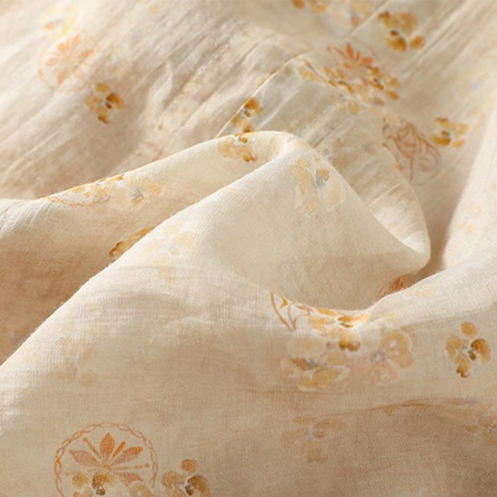 Buddha Stones Printing Frog-Buttons Lapel Half Sleeve Women's Cotton Shirt - image 14