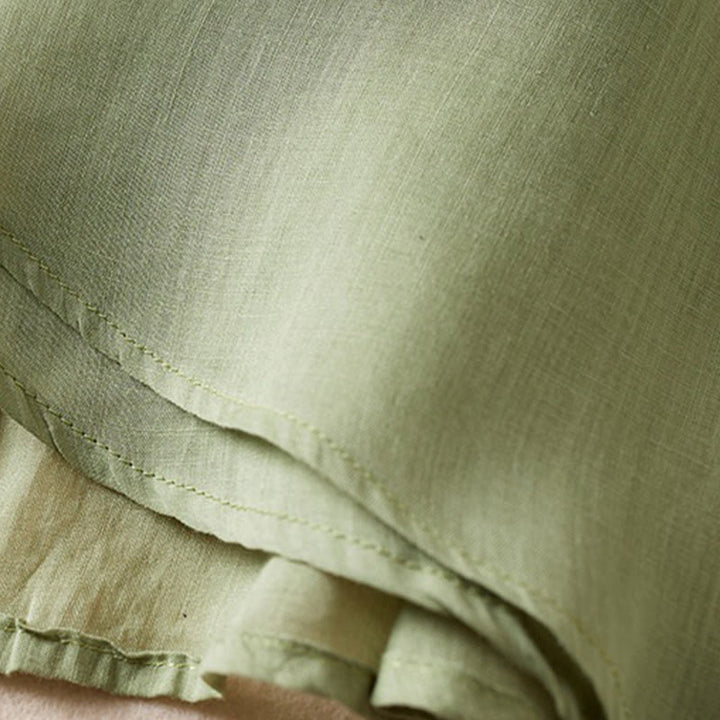 Buddha Stones Retro Plain Fake Two Pieces Button Half Sleeve Design Women's Cotton Linen Shirt - image 26