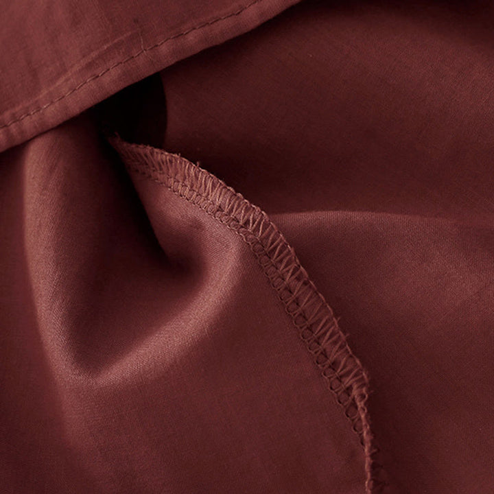 Buddha Stones Summer Pure Color Ruffled Pleated Design Women's Cotton Short Sleeve Shirt - image 16