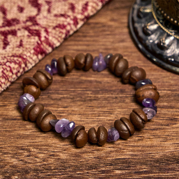 Buddha Stones Handmade Natural Coffee Beans Amethyst Citrine Amazonite Irregular Crystal Bracelet - Amethyst Coffee Beans(Wrist Circumference 14-17cm) - image 1