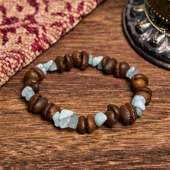 Buddha Stones Handmade Natural Coffee Beans Amethyst Citrine Amazonite Irregular Crystal Bracelet - Aquamarine Coffee Beans(Wrist Circumference 14-17cm) - image 21