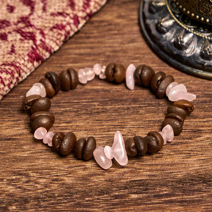 Buddha Stones Handmade Natural Coffee Beans Amethyst Citrine Amazonite Irregular Crystal Bracelet - Strawberry Quartz Coffee Beans(Wrist Circumference 14-17cm) - image 31