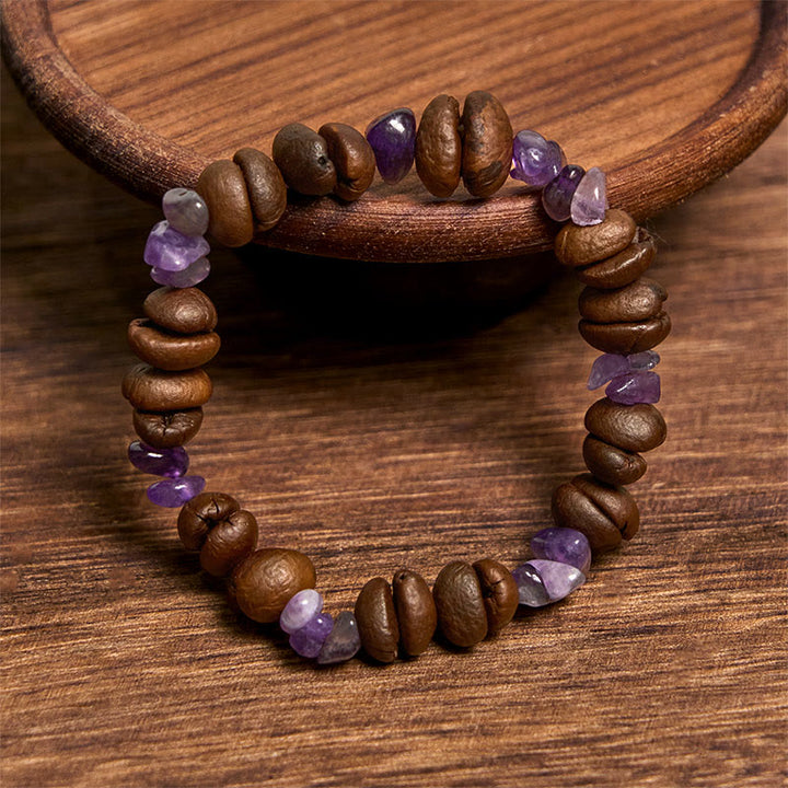 Buddha Stones Handmade Natural Coffee Beans Amethyst Citrine Amazonite Irregular Crystal Bracelet - image 3