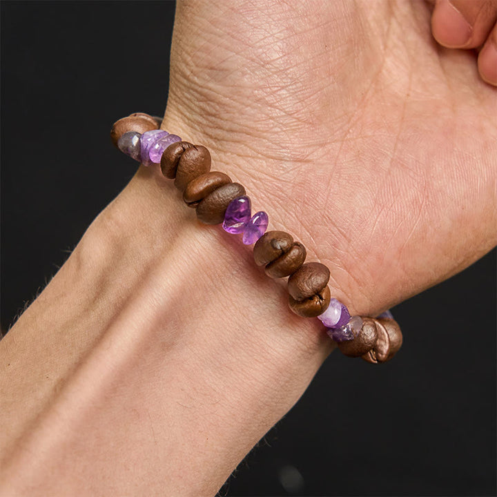 Buddha Stones Handmade Natural Coffee Beans Amethyst Citrine Amazonite Irregular Crystal Bracelet - image 5