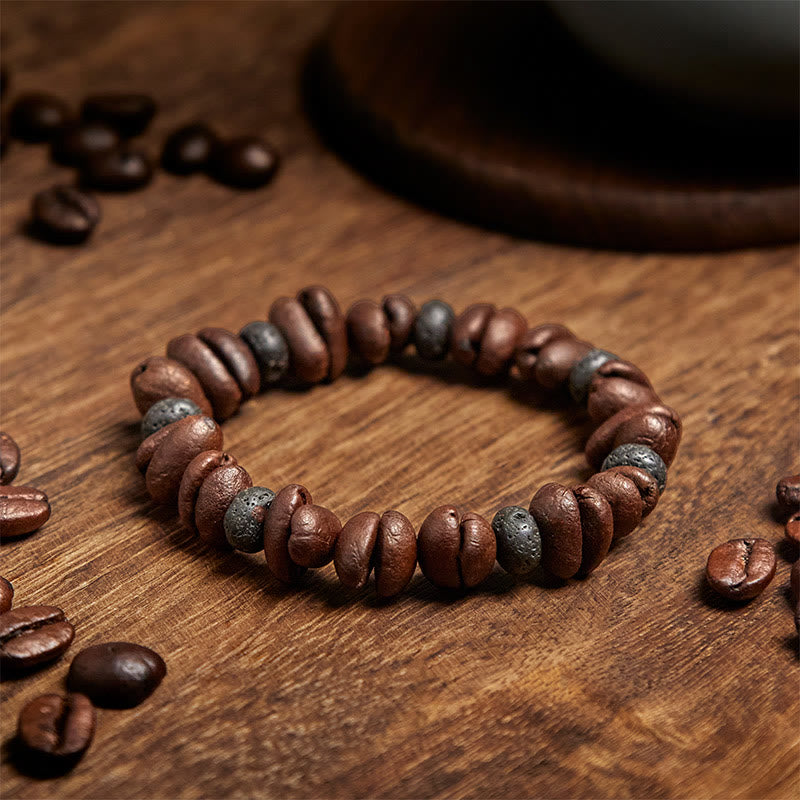 Buddha Stones Natural Coffee Beans Tiger Eye Grey Jasper Lava Rock Beads Bracelet - image 13