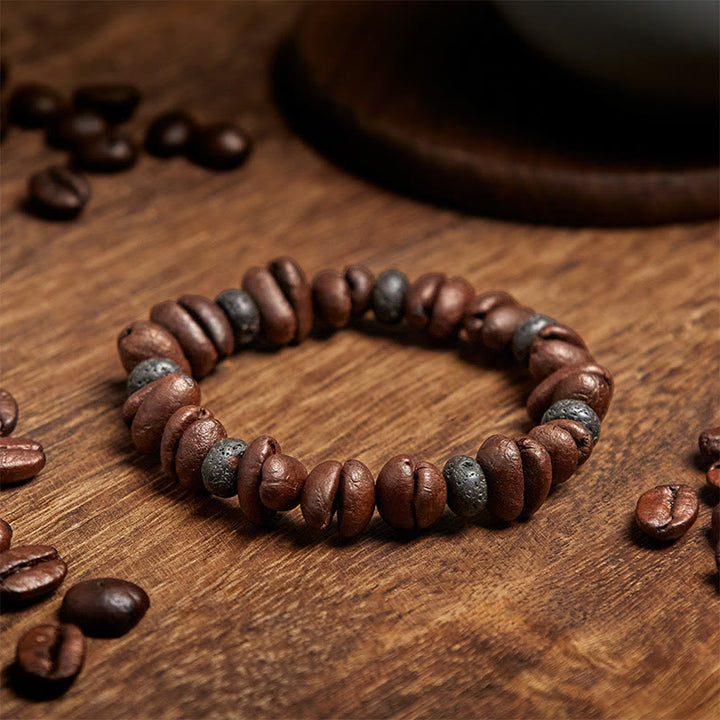 Buddha Stones Natural Coffee Beans Tiger Eye Grey Jasper Lava Rock Beads Bracelet - image 13