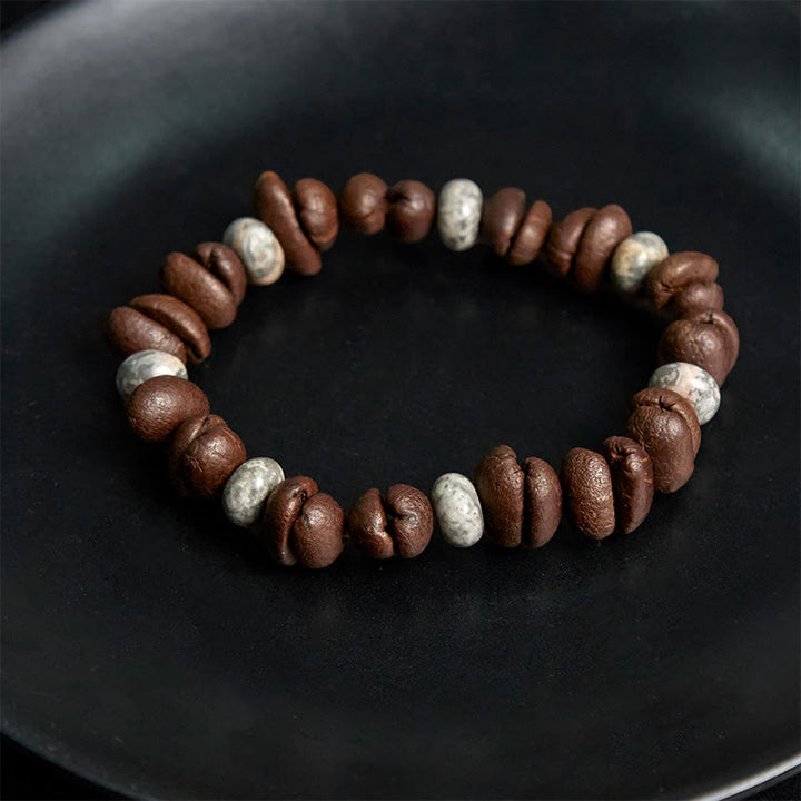 Buddha Stones Natural Coffee Beans Tiger Eye Grey Jasper Lava Rock Beads Bracelet - image 9
