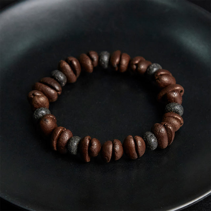 Buddha Stones Natural Coffee Beans Tiger Eye Grey Jasper Lava Rock Beads Bracelet - image 14