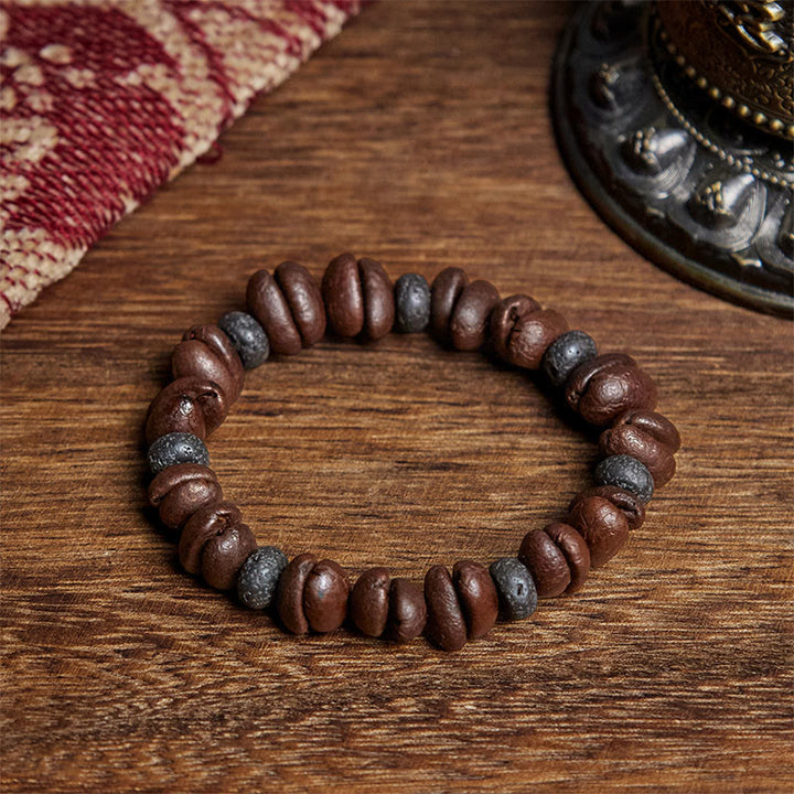 Buddha Stones Natural Coffee Beans Tiger Eye Grey Jasper Lava Rock Beads Bracelet - Coffee Bean&Lava Rock(Wrist Circumference: 16cm) - image 11