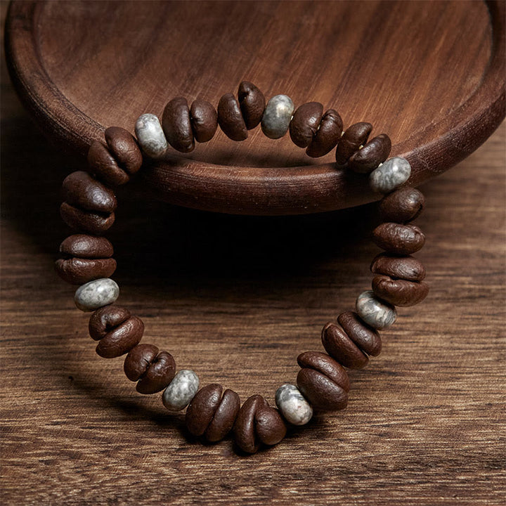 Buddha Stones Natural Coffee Beans Tiger Eye Grey Jasper Lava Rock Beads Bracelet - image 7