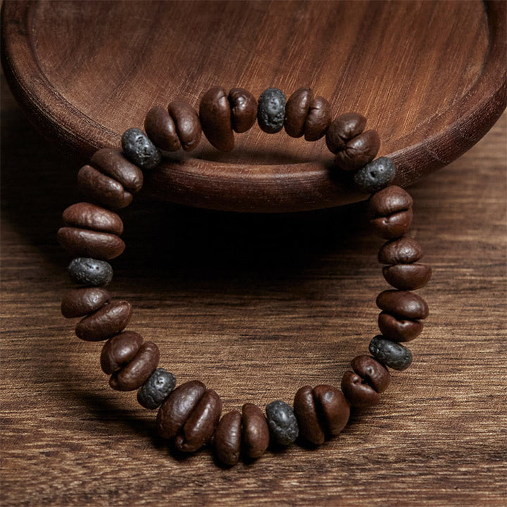 Buddha Stones Natural Coffee Beans Tiger Eye Grey Jasper Lava Rock Beads Bracelet - image 12