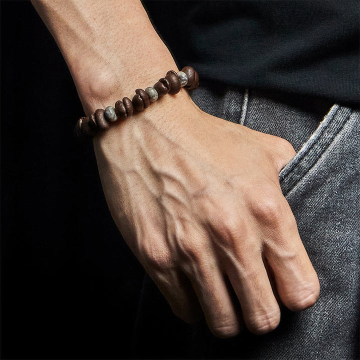 Buddha Stones Natural Coffee Beans Tiger Eye Grey Jasper Lava Rock Beads Bracelet - image 10