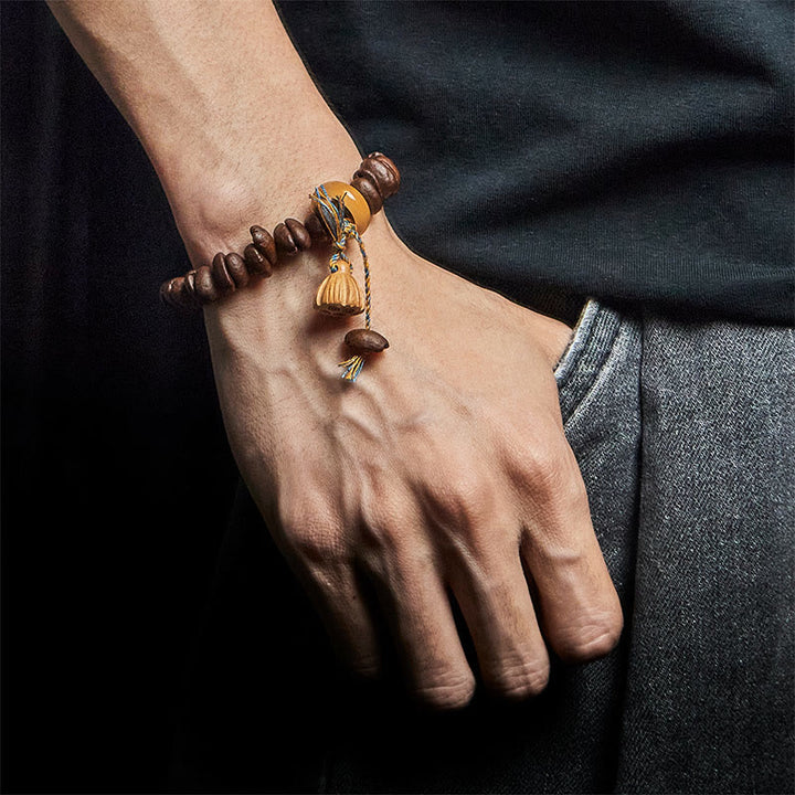 Buddha Stones Natural Lotus Seedpod Coffee Beans Wenge Wood Bodhi Seed Bracelet - image 5
