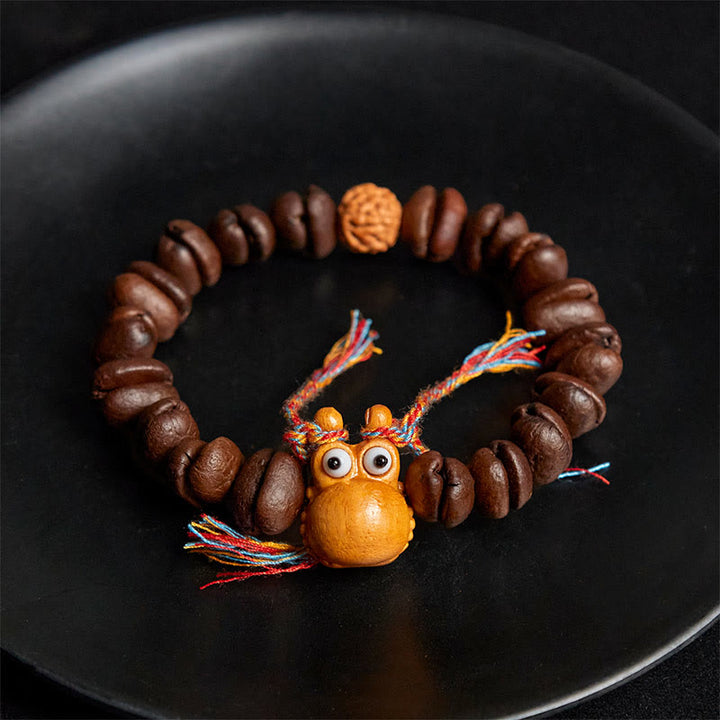 Buddha Stones Handmade Funny Hippo Coffee Beans Wenge Wood Bracelet - image 4
