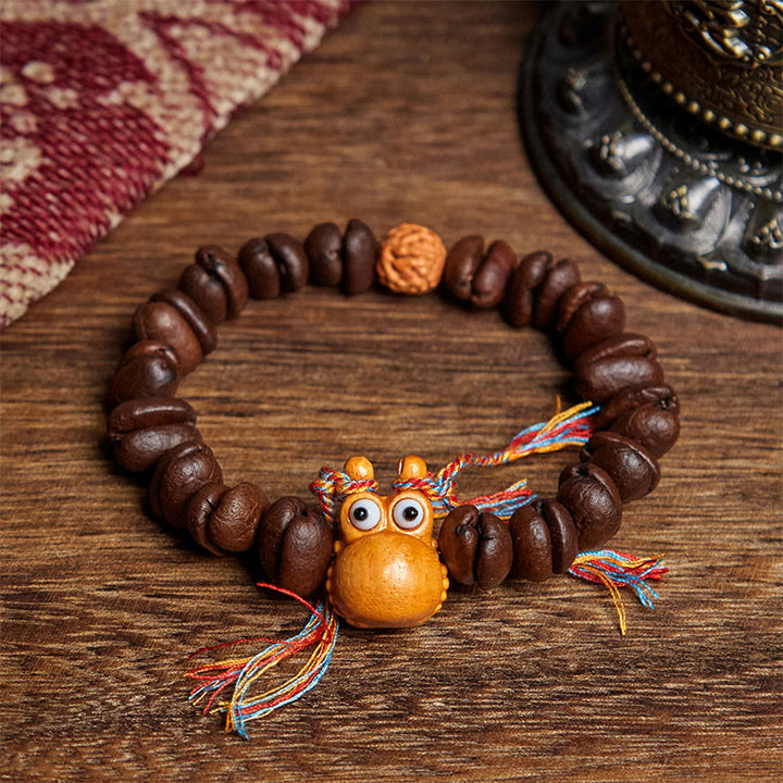 Buddha Stones Handmade Funny Hippo Coffee Beans Wenge Wood Bracelet - Coffee Bean(Wrist Circumference: 17.5cm) - image 1