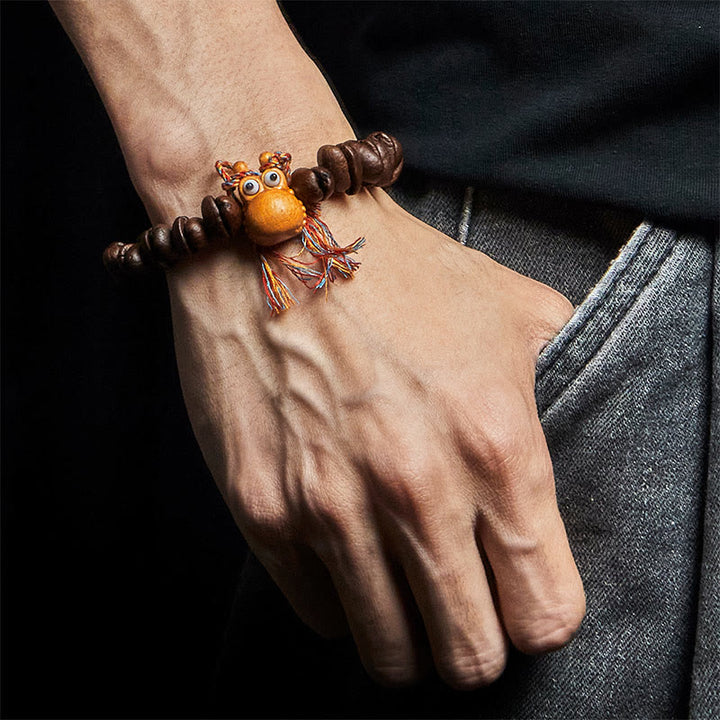 Buddha Stones Handmade Funny Hippo Coffee Beans Wenge Wood Bracelet - image 5
