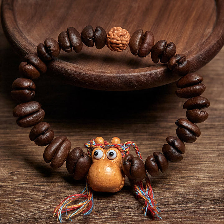 Buddha Stones Handmade Funny Hippo Coffee Beans Wenge Wood Bracelet - image 2