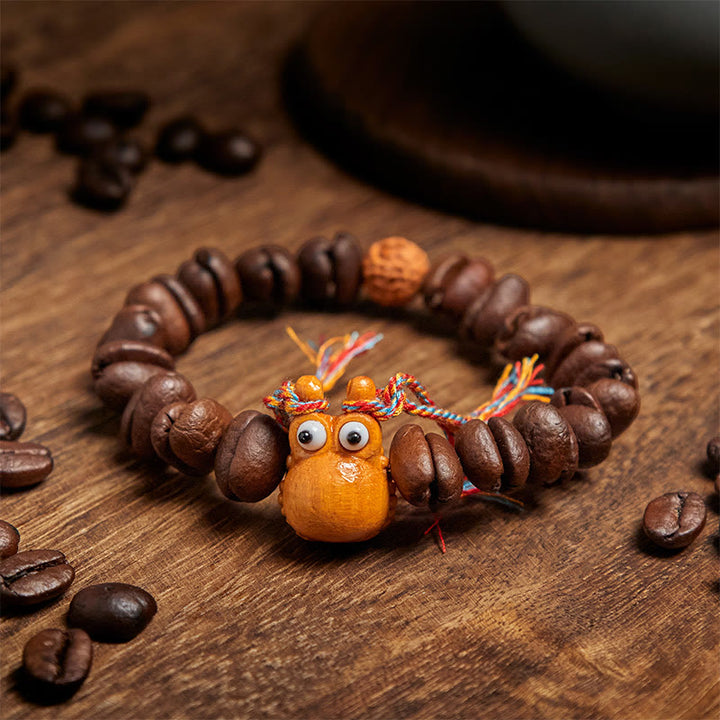 Buddha Stones Handmade Funny Hippo Coffee Beans Wenge Wood Bracelet - image 3