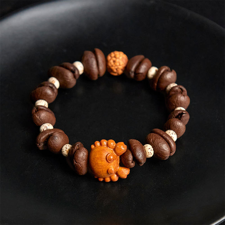 Buddha Stones Handmade Crab Copper Coins Coffee Beans Wenge Wood Bracelet - image 4