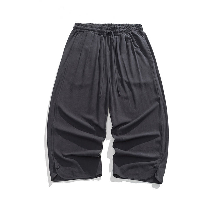 Buddha Stones Casual Loose Frog-Button Plain Men's Cotton Linen 7-8 Length Pants With Pockets - image 28