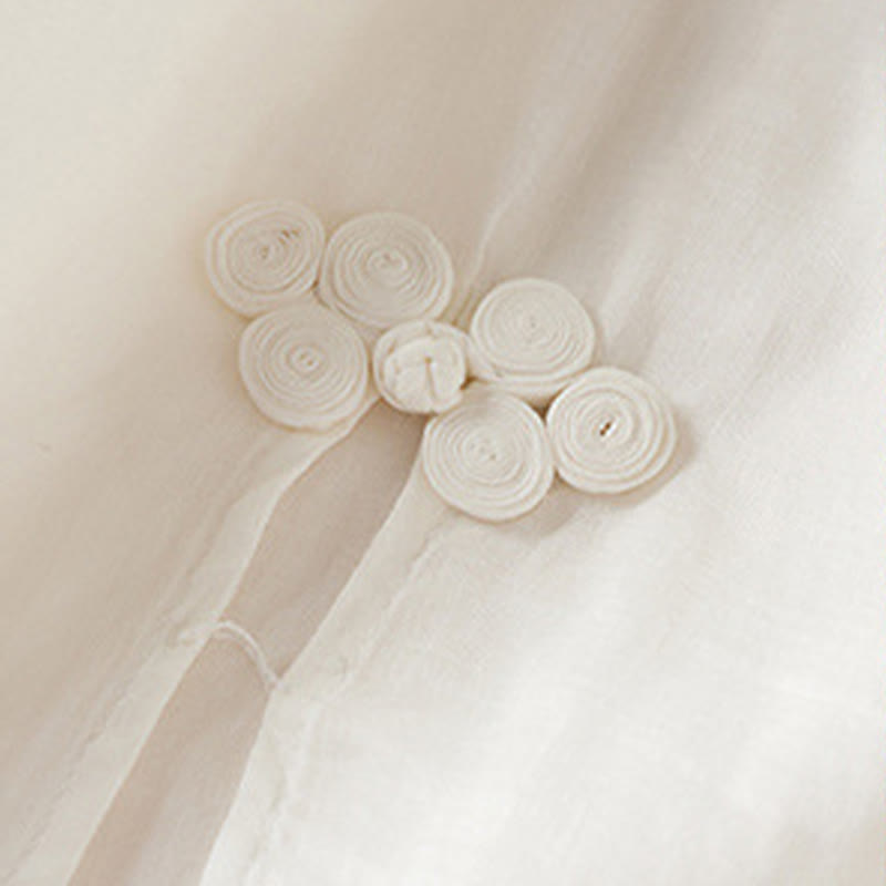 Buddha Stones Embroidered Leaf Crew Neck Half Sleeve Cotton Fiber Midi Dress - image 10