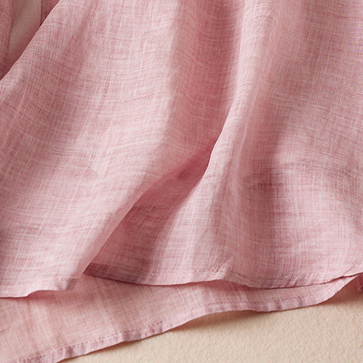 Buddha Stones Embroidered Leaf Crew Neck Half Sleeve Cotton Fiber Midi Dress - image 21