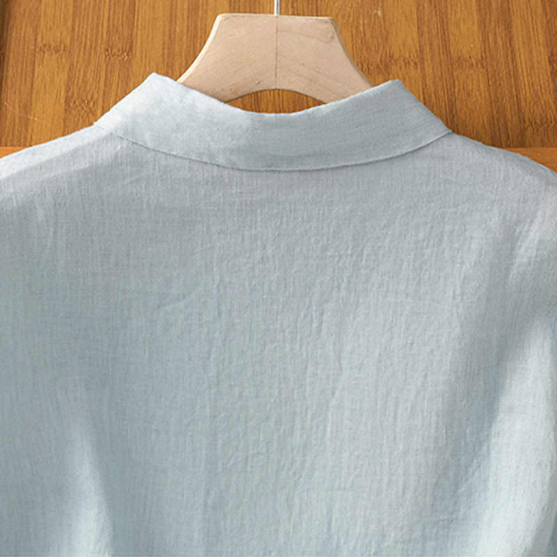 Buddha Stones Summer Plain Color Button Short Sleeve Women's Shirt - image 5