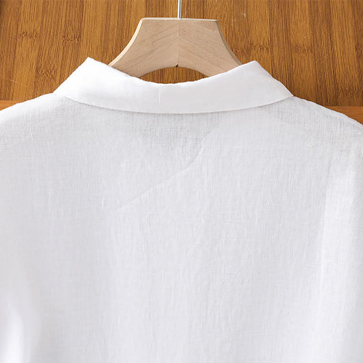 Buddha Stones Summer Plain Color Button Short Sleeve Women's Shirt - image 11