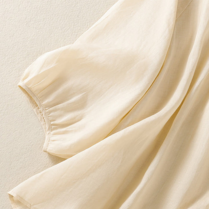 Buddha Stones Plain Button Crew Neck Three Quarter Sleeve Women's Cotton Shirt - image 19