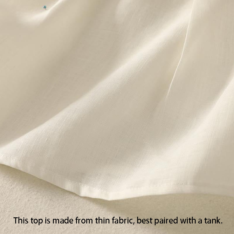 Buddha Stones Retro V-Neck Button Design Women's Cotton Sleeveless Vest - image 14