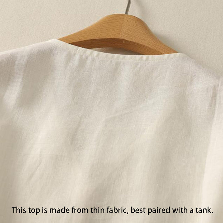 Buddha Stones Retro V-Neck Button Design Women's Cotton Sleeveless Vest - image 9