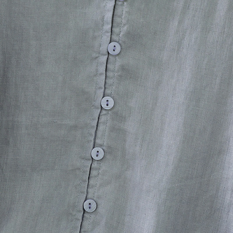 Buddha Stones Solid Buttons V-Neck Half Sleeve Women's Shirt - image 23