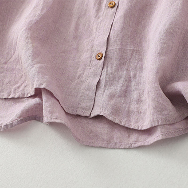 Buddha Stones Casual Plain Buttons Women's Half Sleeve Shirt - image 4
