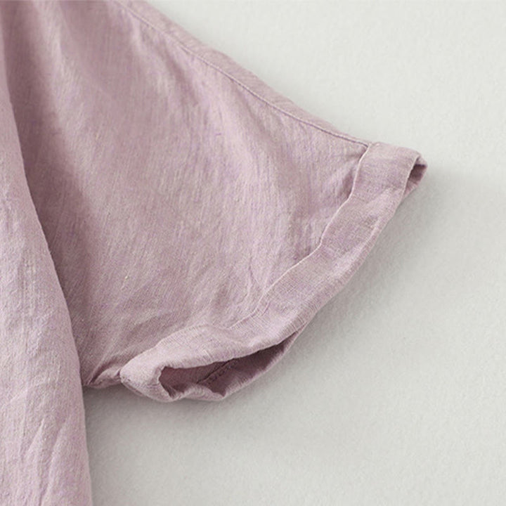Buddha Stones Casual Plain Buttons Women's Half Sleeve Shirt - image 6