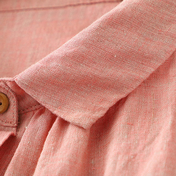 Buddha Stones Casual Plain Buttons Women's Cotton Linen Half Sleeve Shirt - image 12