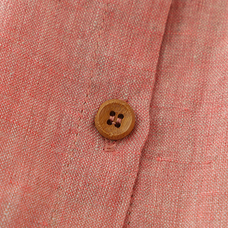 Buddha Stones Casual Plain Buttons Women's Cotton Linen Half Sleeve Shirt - image 13