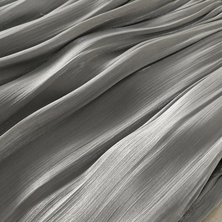 Buddha Stones Light Gray Pleated Design Elastic Waist Women's Wide Leg Pants With Pockets - image 14