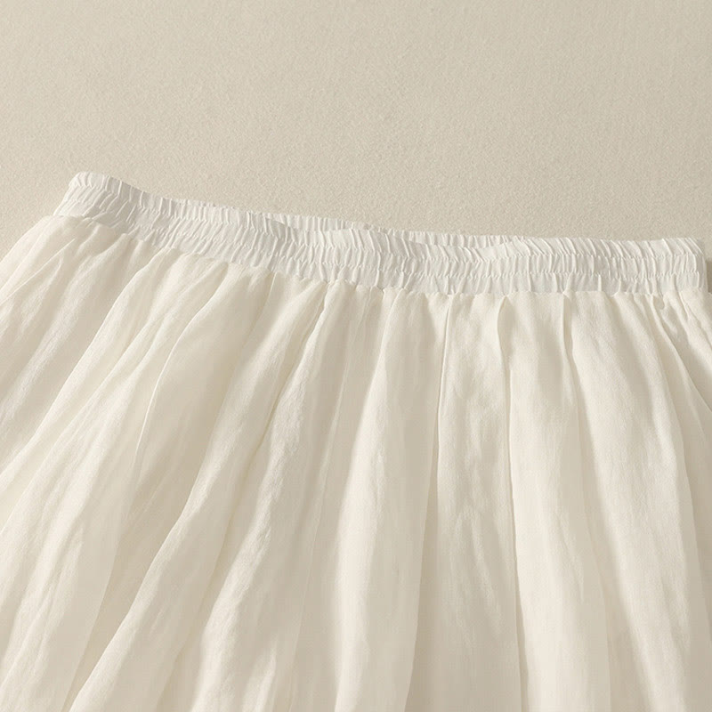 Buddha Stones 7-8 Length Elastic Waist Women's Wide Leg Cotton Linen Pants With Pockets - image 14