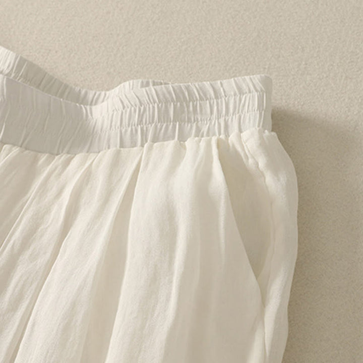 Buddha Stones 7-8 Length Elastic Waist Women's Wide Leg Cotton Linen Pants With Pockets - image 13