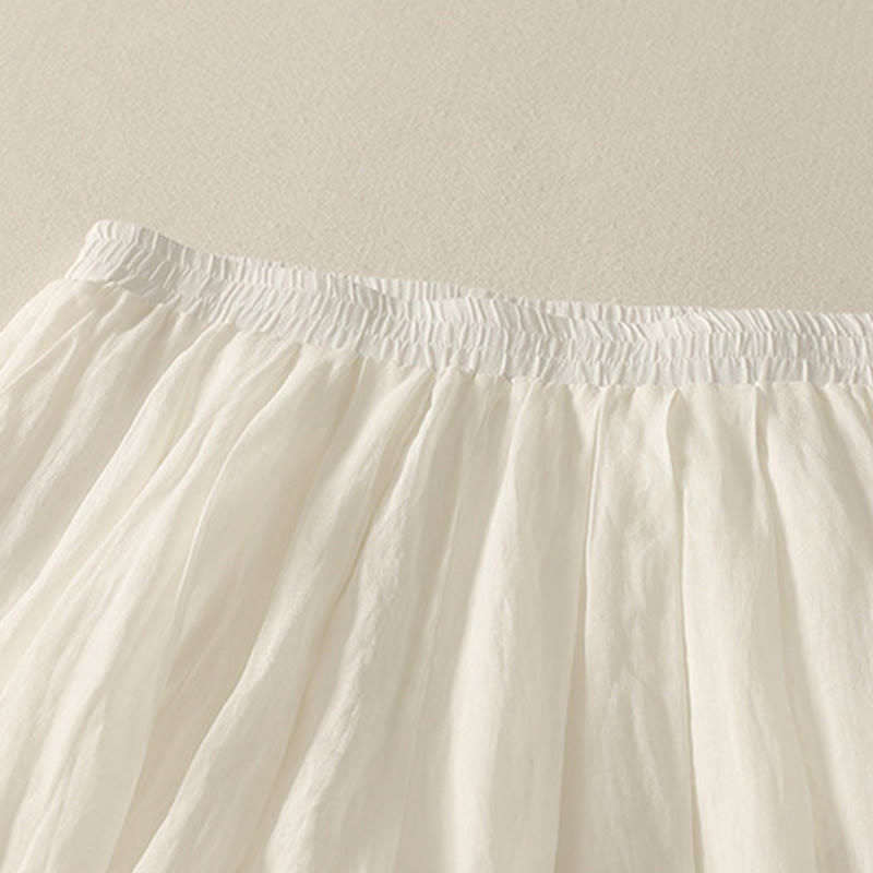 Buddha Stones 7-8 Length Elastic Waist Women's Wide Leg Cotton Linen Pants With Pockets - image 12