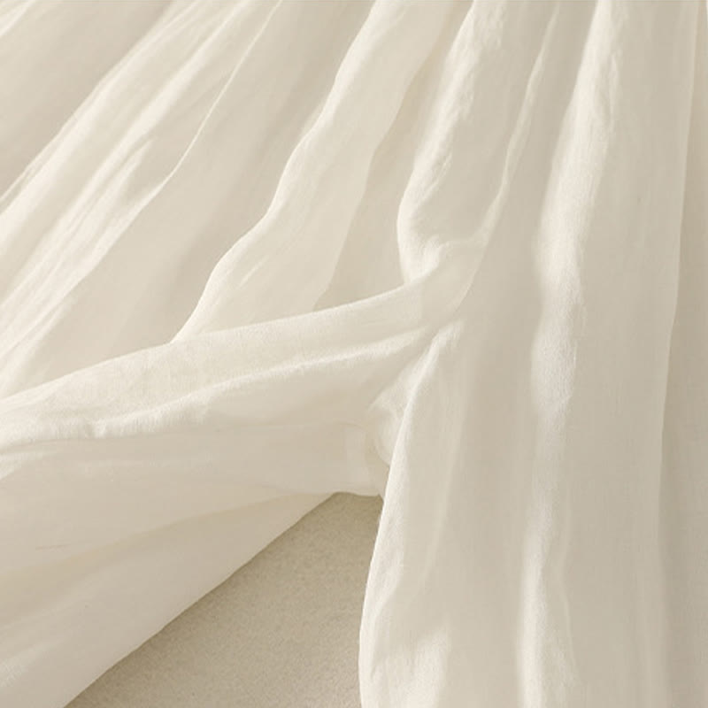 Buddha Stones 7-8 Length Elastic Waist Women's Wide Leg Cotton Linen Pants With Pockets - image 16