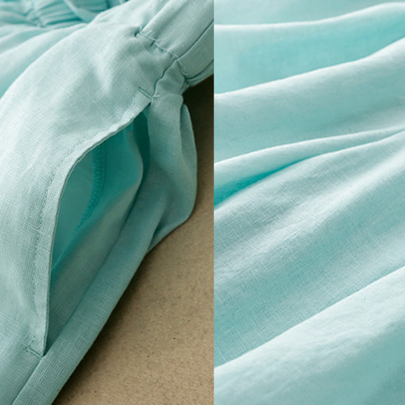 Buddha Stones Summer Elastic Waist Women's Capri Cropped Wide Leg Pants With Pockets - image 2