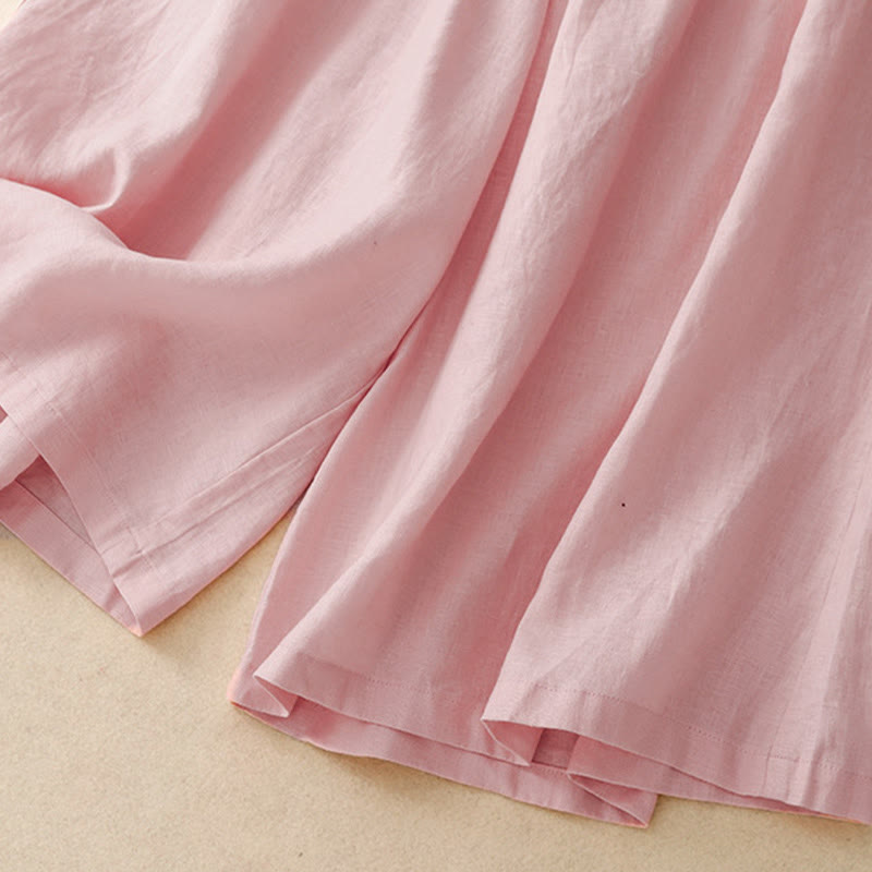 Buddha Stones Summer Elastic Waist Women's Capri Cropped Wide Leg Pants With Pockets - image 8