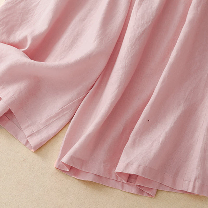 Buddha Stones Summer Elastic Waist Women's Capri Cropped Wide Leg Pants With Pockets - image 8